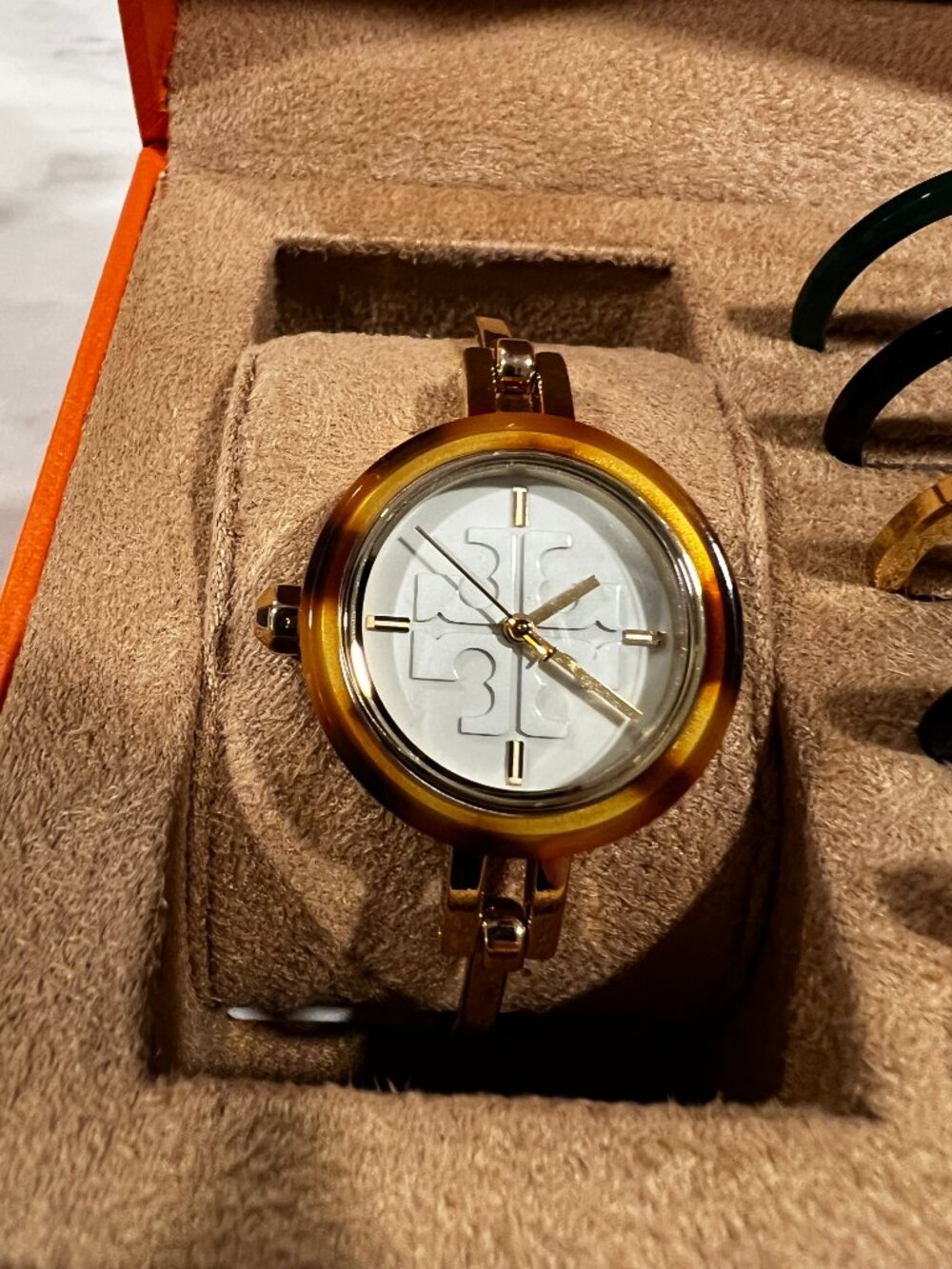 NEW Tory Burch Gigi Gold Bangle Watch Interchangeable Bezel Set TBW2100 Box - Picture 7 of 14